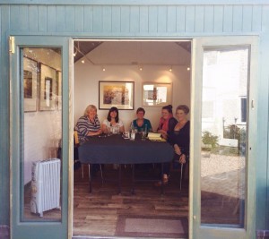 Yours truly, Janice Preston, Morton Grey, Alison May and Lisa Hill in our very grand writing 'hut' at the Bevere Gallery.